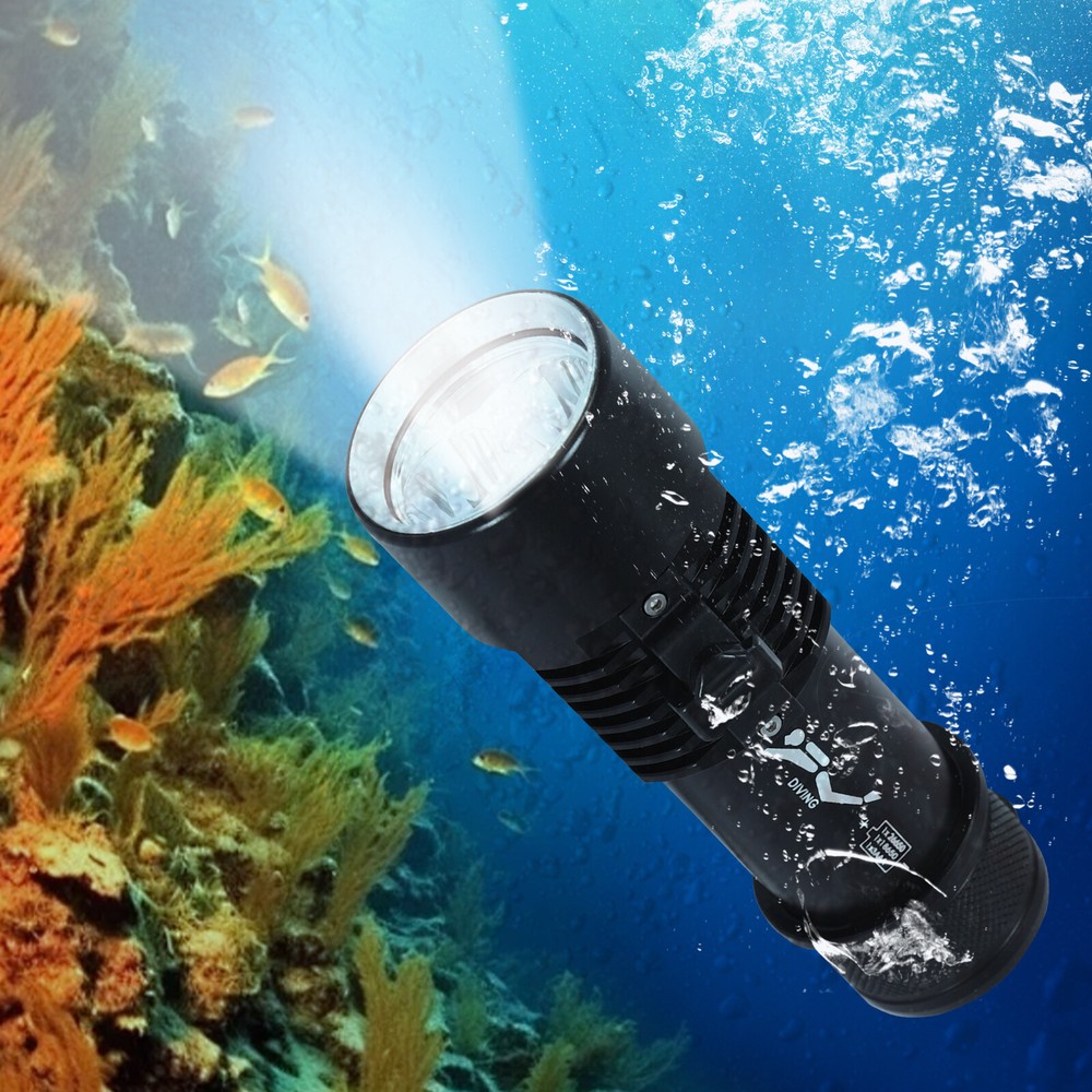 100m Underwater LED Scuba Dive Light Waterproof Rechargeable Diving Flashlight