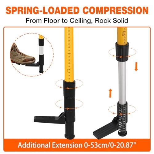12Ft Adjustable Telescoping Laser Level Pole Tripod - Dual Thread Adapter & Case
