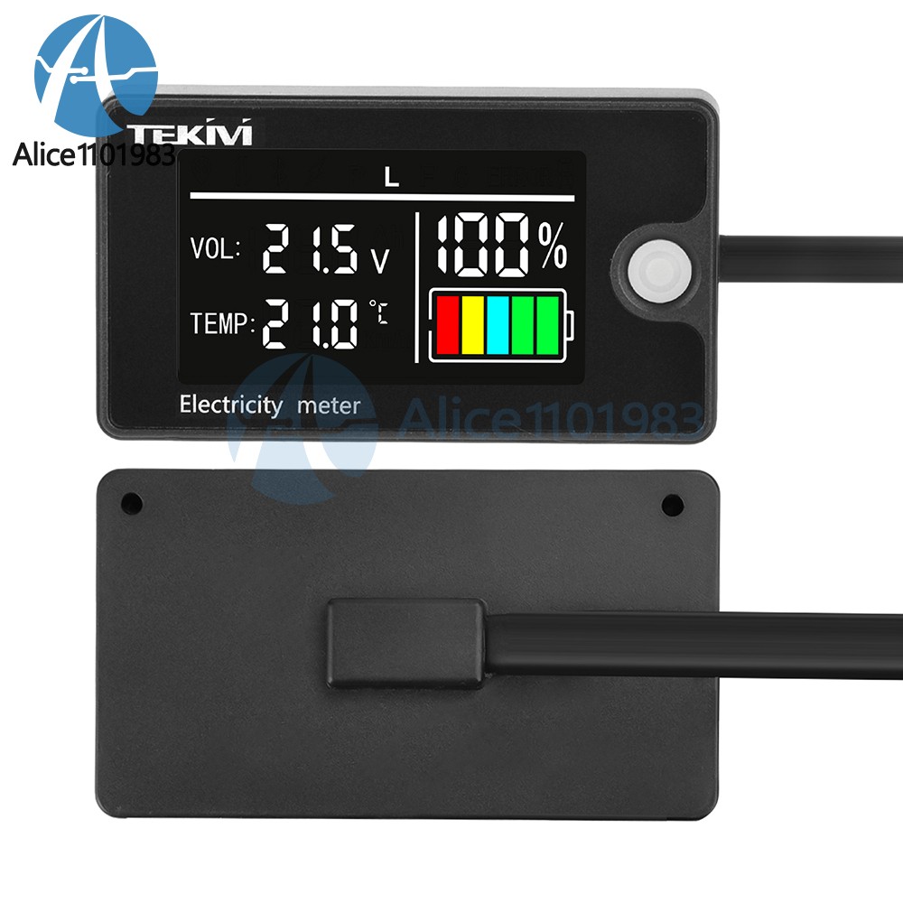 DC8-100V LCD Digital Battery Capacity Indicator Voltmeter w/ Temperature Display