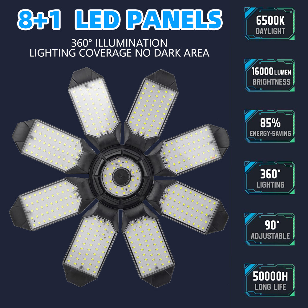 LED Garage Light 9000000LM Super Bright Work Shop Ceiling Light Deformable Bulb