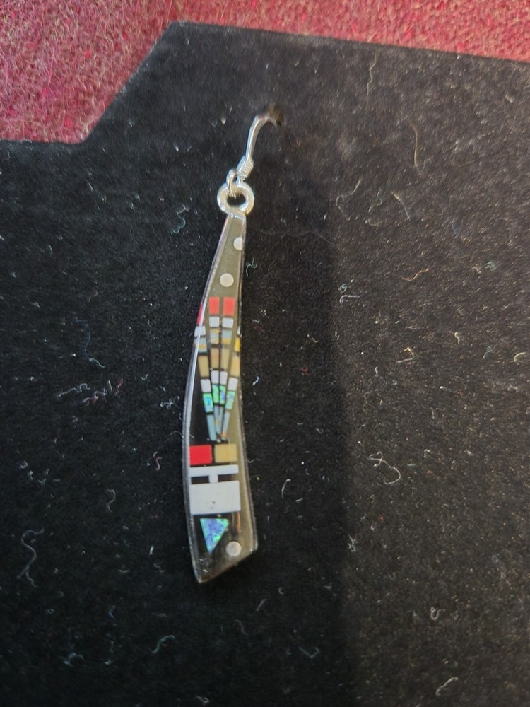Sterling Silver Galaxy Inlay Long Dangle Earrings