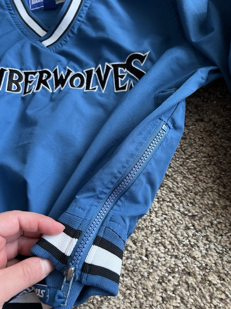 Vtg Minnesota Timberwolves Starter Pullover Jacket Boys Small