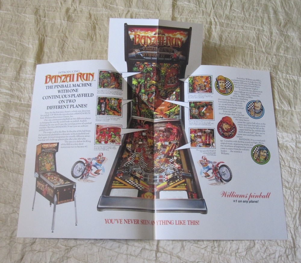 1988 WILLIAMS BANZAI RUN PINBALL FLYER