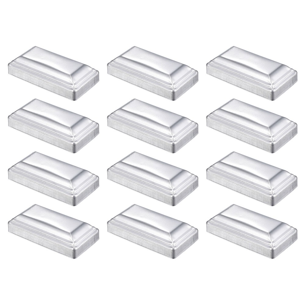 12Pcs Fence Post Cap, Galvanized Deck Post Caps Fit 4" x 2" Pipe, Silver