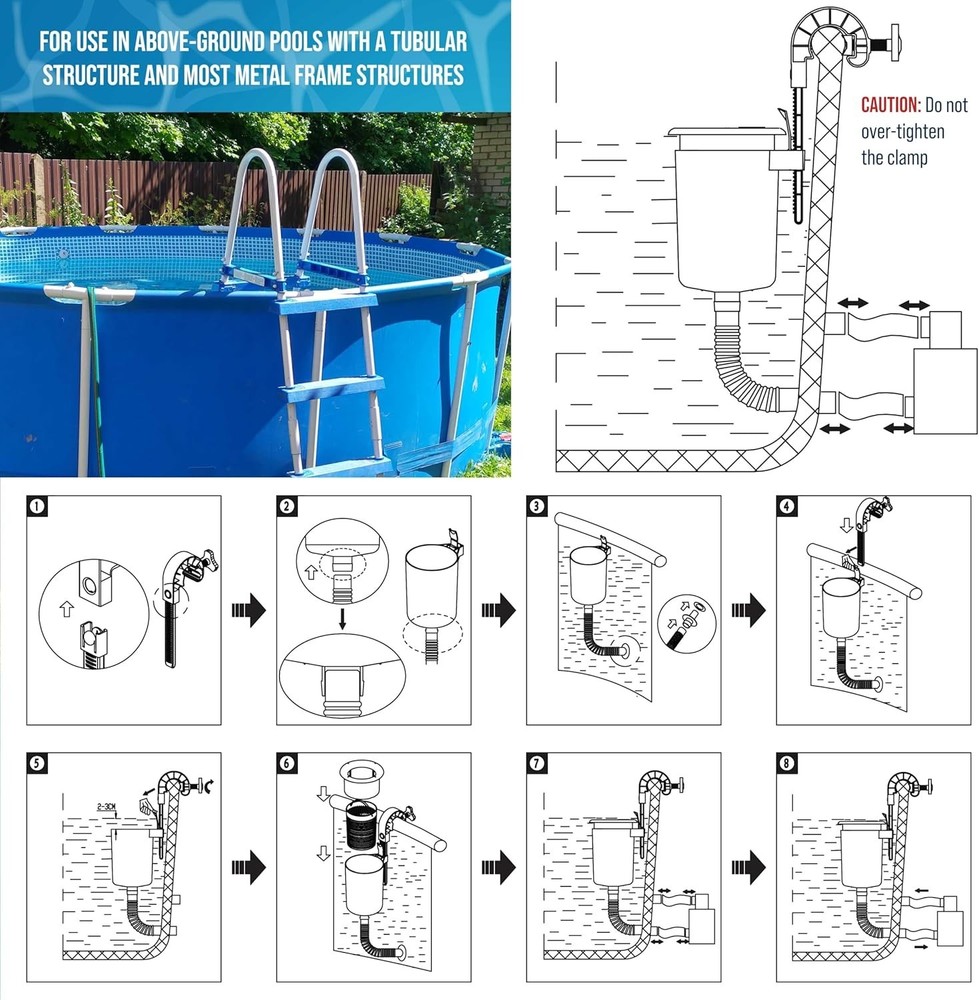 Teal Pool Skimmer - Automatic Debris Cleaner, Wall-Mount, Suction Action