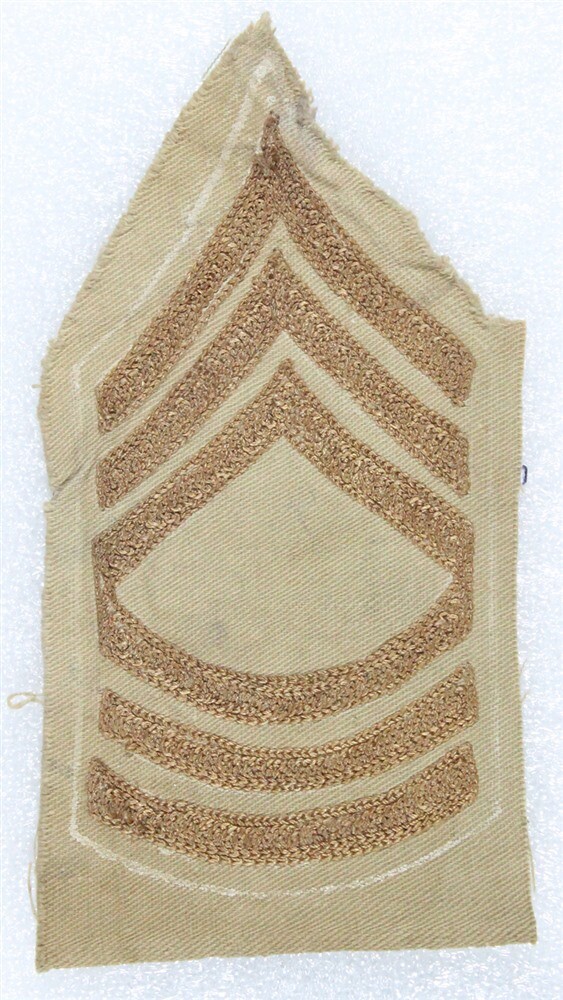 Army Chevron: Master Sergeant - theater made, chain stitch on khaki (#2)