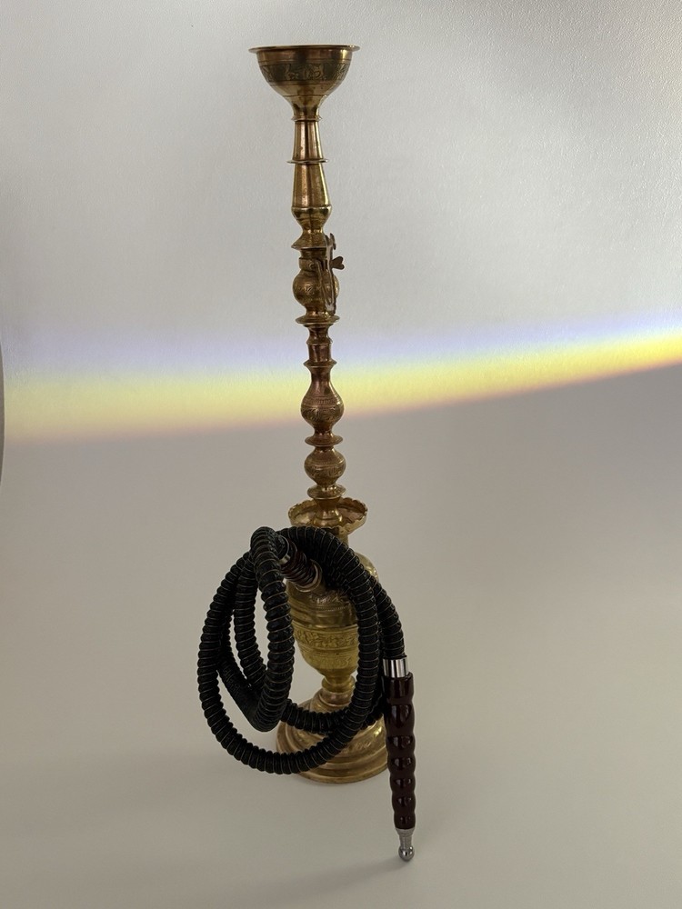 Vintage Brass Hookah 21” Etched Middle Eastern Style – Complete Set