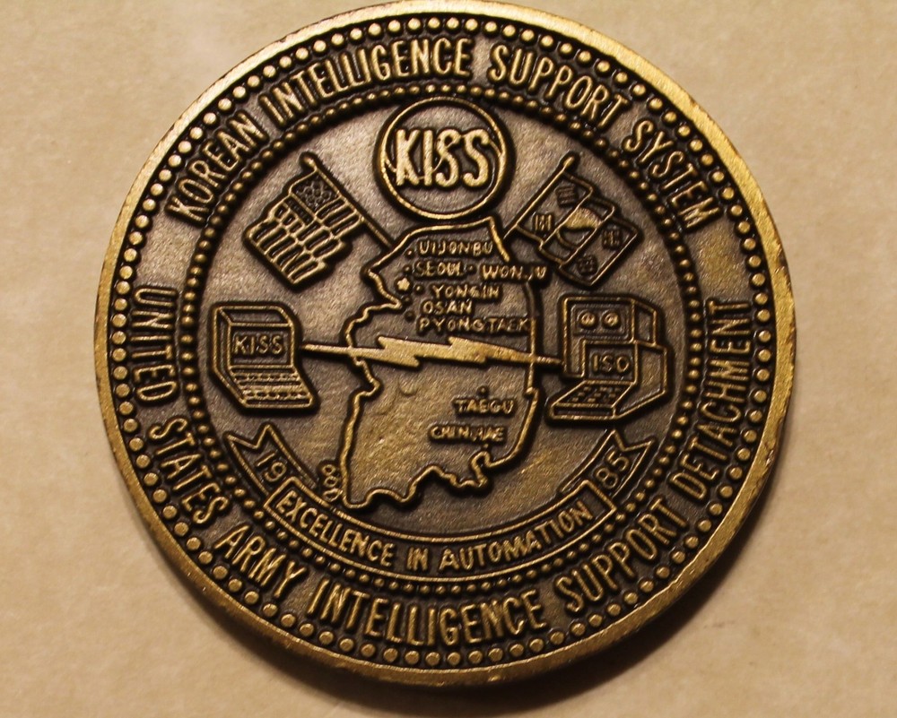 Korean Intelligence Support System KISS Army Challenge Coin