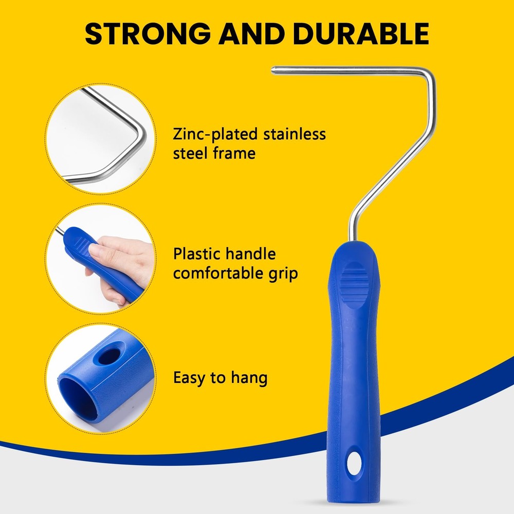 Foam Paint Roller 4 in Mini Roller with Blue Cap for DIY 8 Pcs