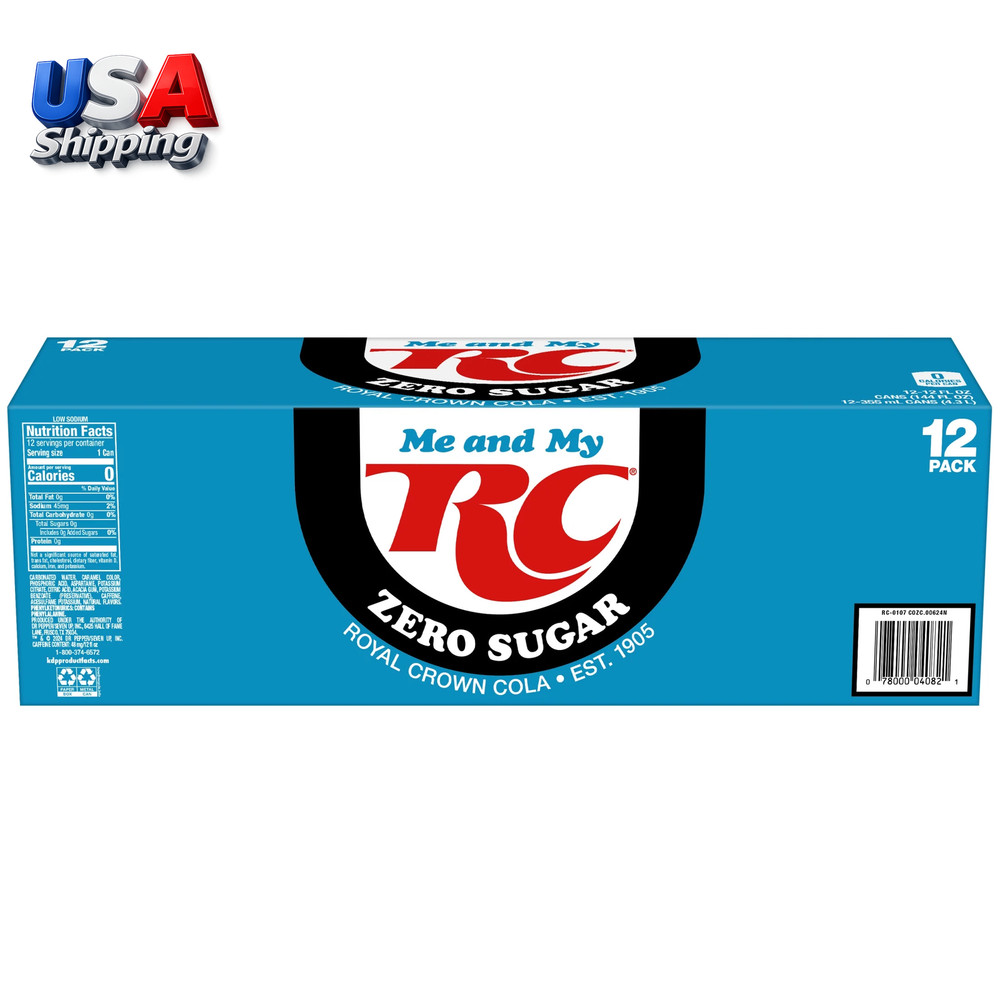 RC Cola Zero Sugar Soda Pop, 12 Fl Oz, 12 Pack Cans