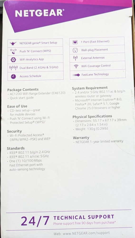 NETGEAR - Dual-band WiFi Range Extender - Essentials Edition, 1.2Gbps, Wall-plug