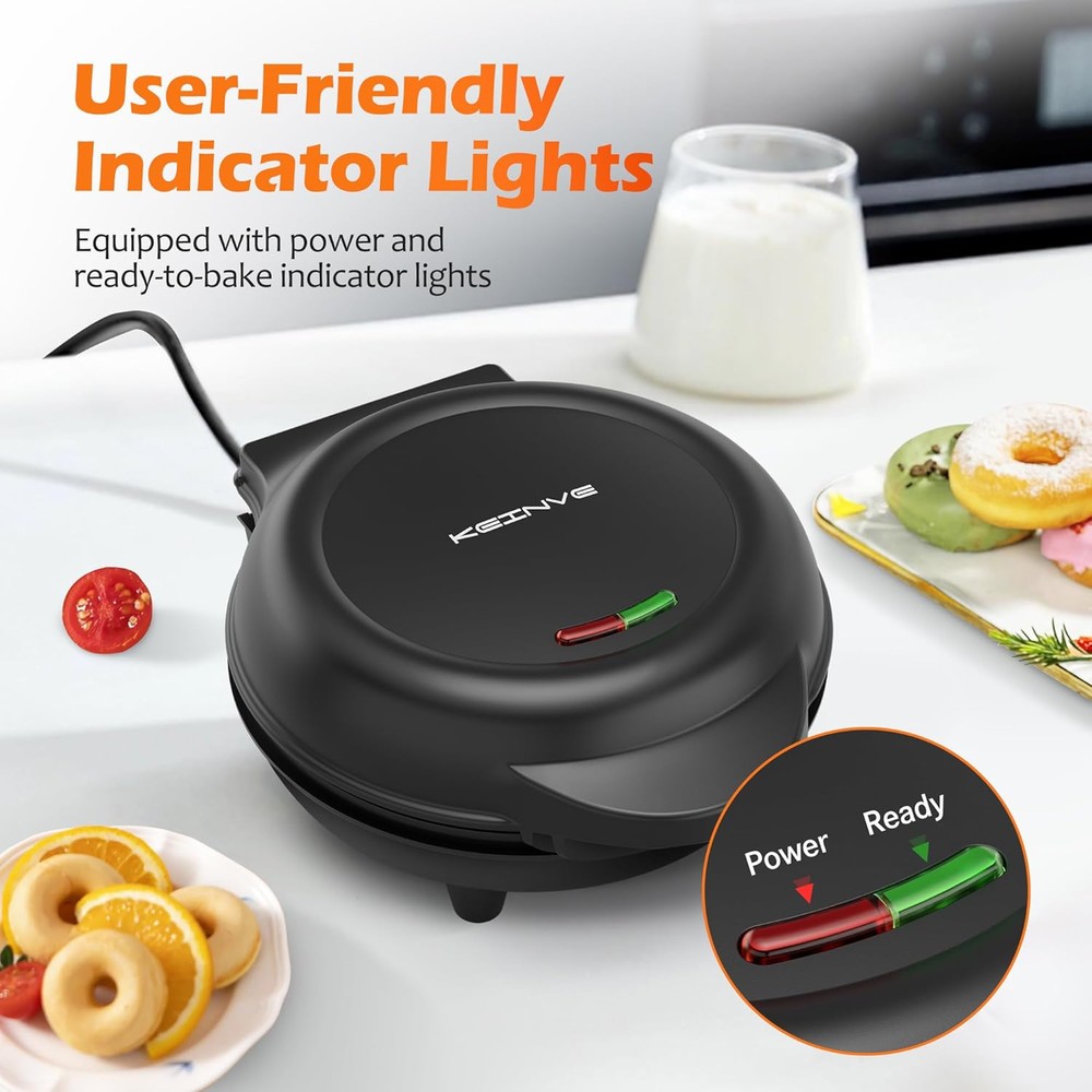 Mini Donut Waffle Cake Maker, 7 Slots Home Baking Machine, Great for Breakfast,