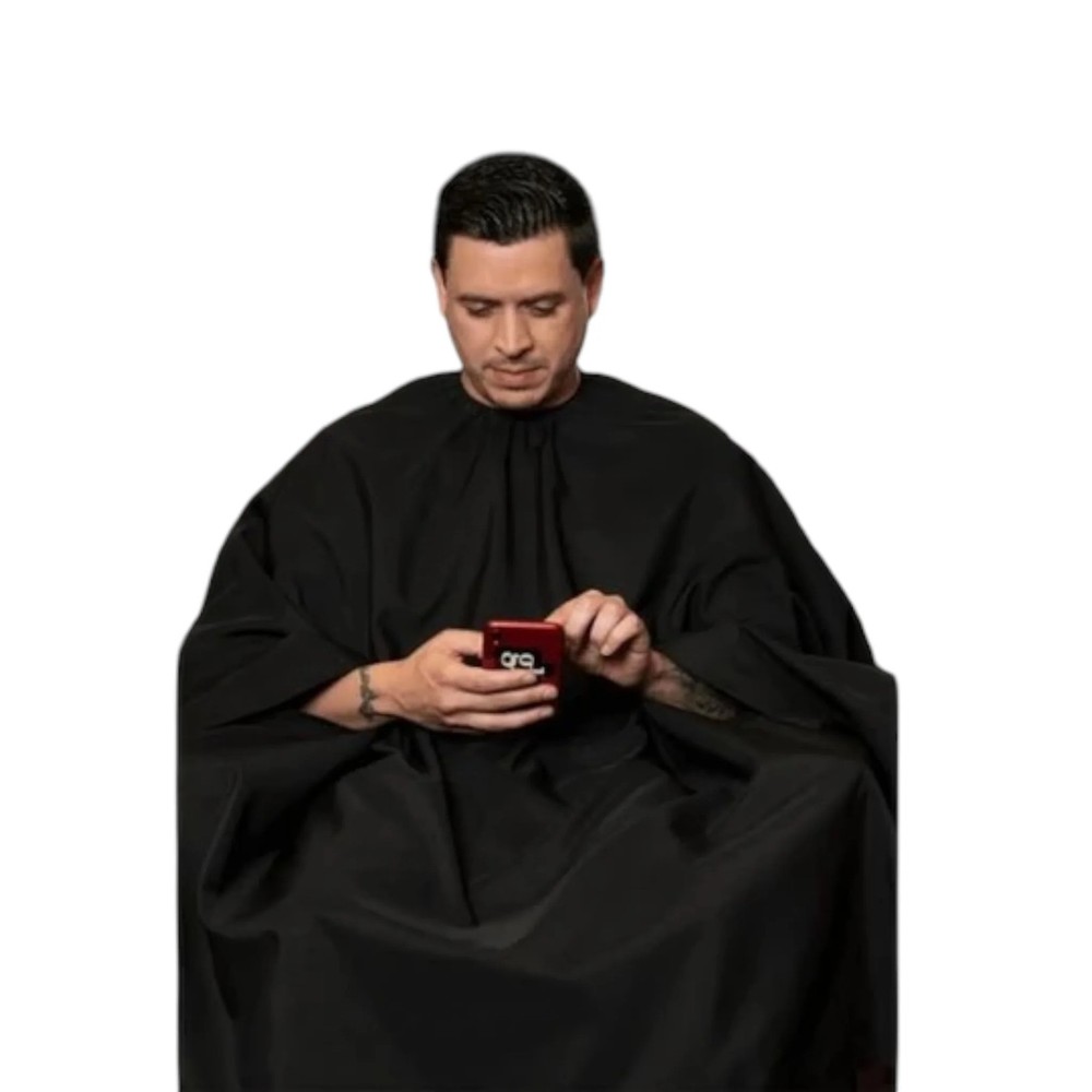 BARBER STRONG THE HANDS FREE BARBER CAPE - SOLID BLACK Fast Ship | Authorized De