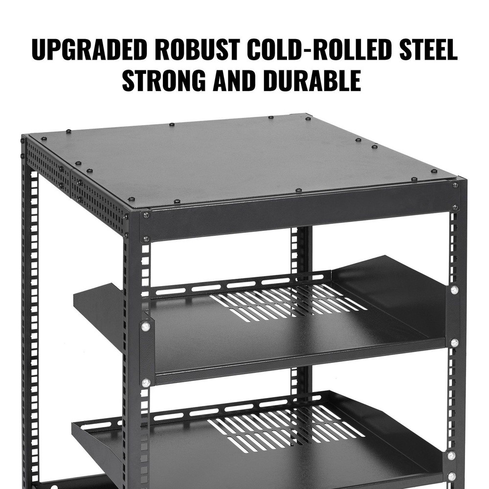 12U 4-Post Open Frame Server Rack 15-40in Adjustable Depth with Casters