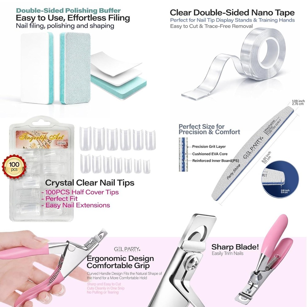 Flexible Nail Practice Hand with Clamp Silicone Training Hand with 100 Tips