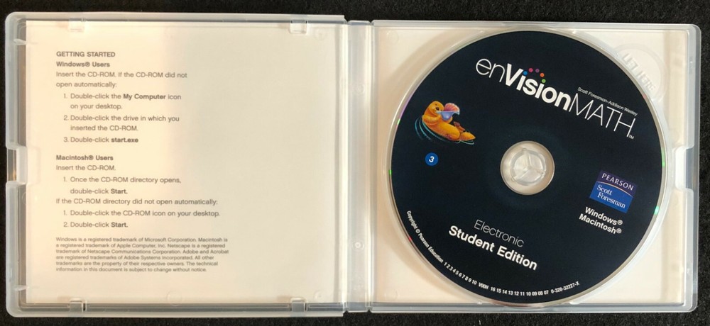 3rd Grade enVision ELECTRONIC STUDENT EDITION CD-ROM - Hard Case (2010, Pearson)