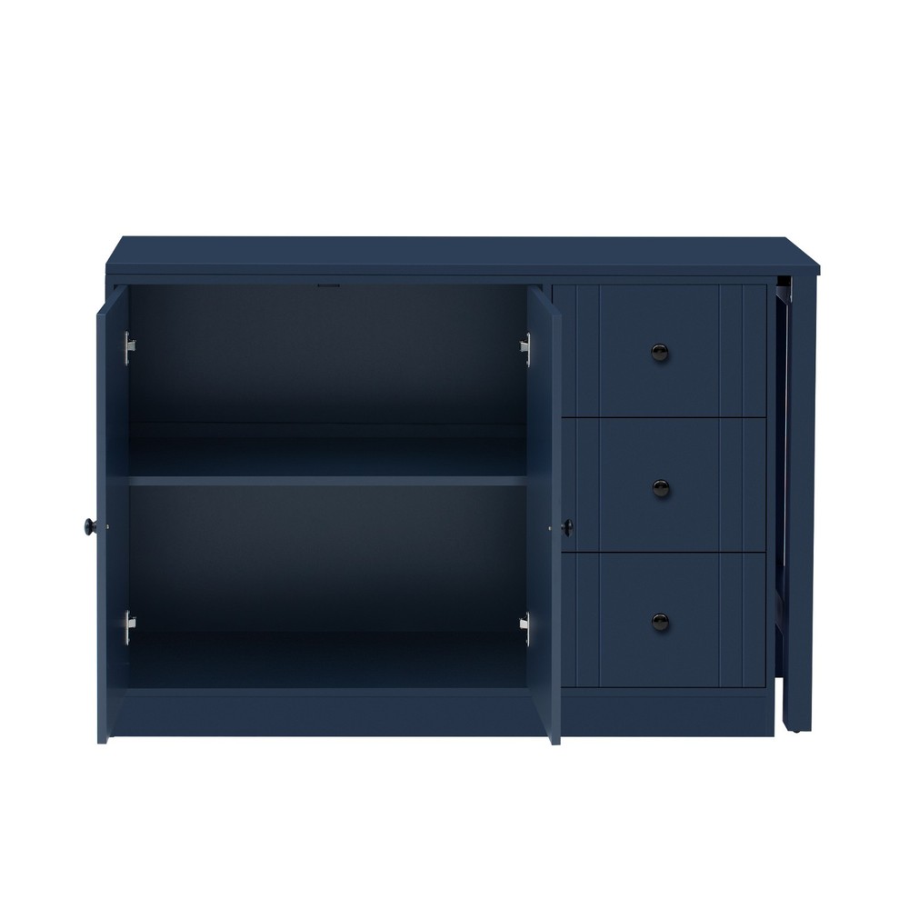 89.7'' Multifunctional Wooden Sideboard (Extendable Table, 2 Doors+3 Drawers)