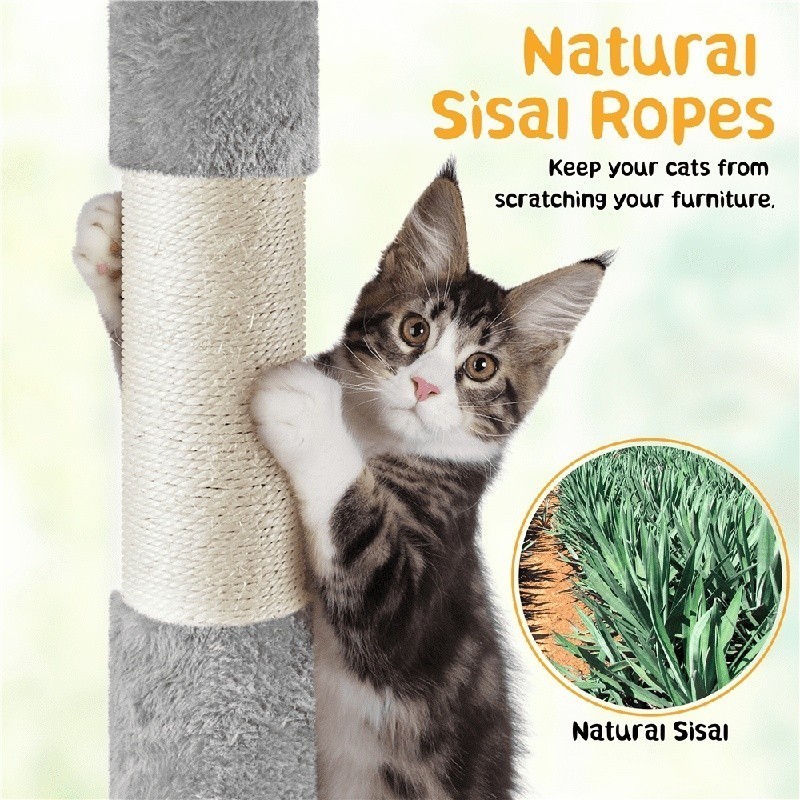 54" Cat Tree Tower Hammock Basket Scratching Post Multi Level Small Cats New