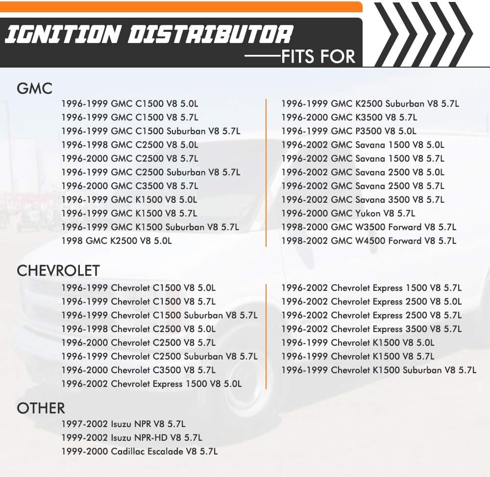 Ignition Distributor Set Brass Terminals 5.0L 5.7L Cap, Black