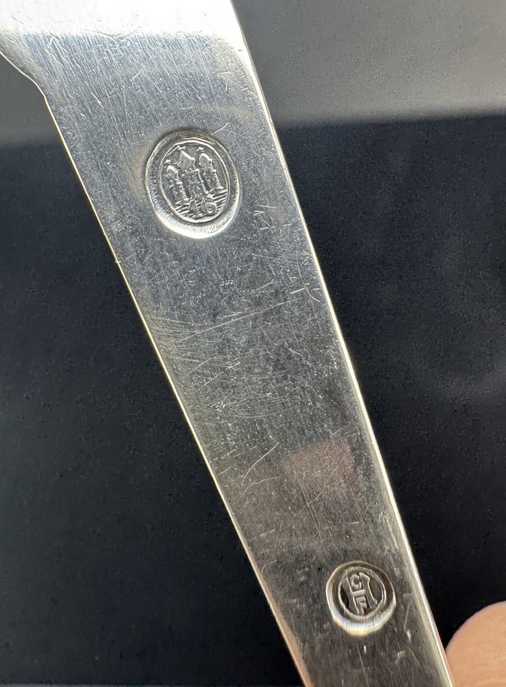 1916 Large Danish Silver Serving Spoon Tang Pattern Seaweed