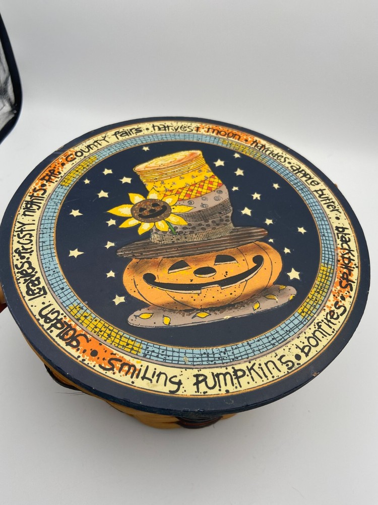 Halloween/Fall Wicker Basket with Hinged Lid and Handle