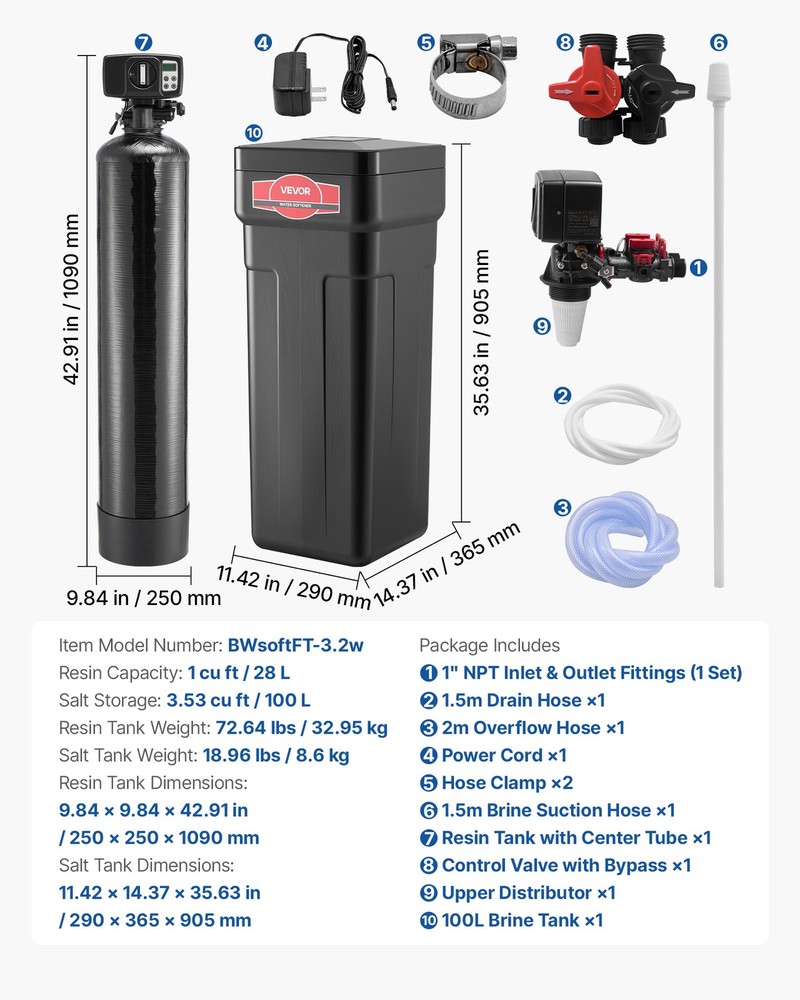 VEVOR Whole House Water Softener System 32000 Grains with Digital Control Head