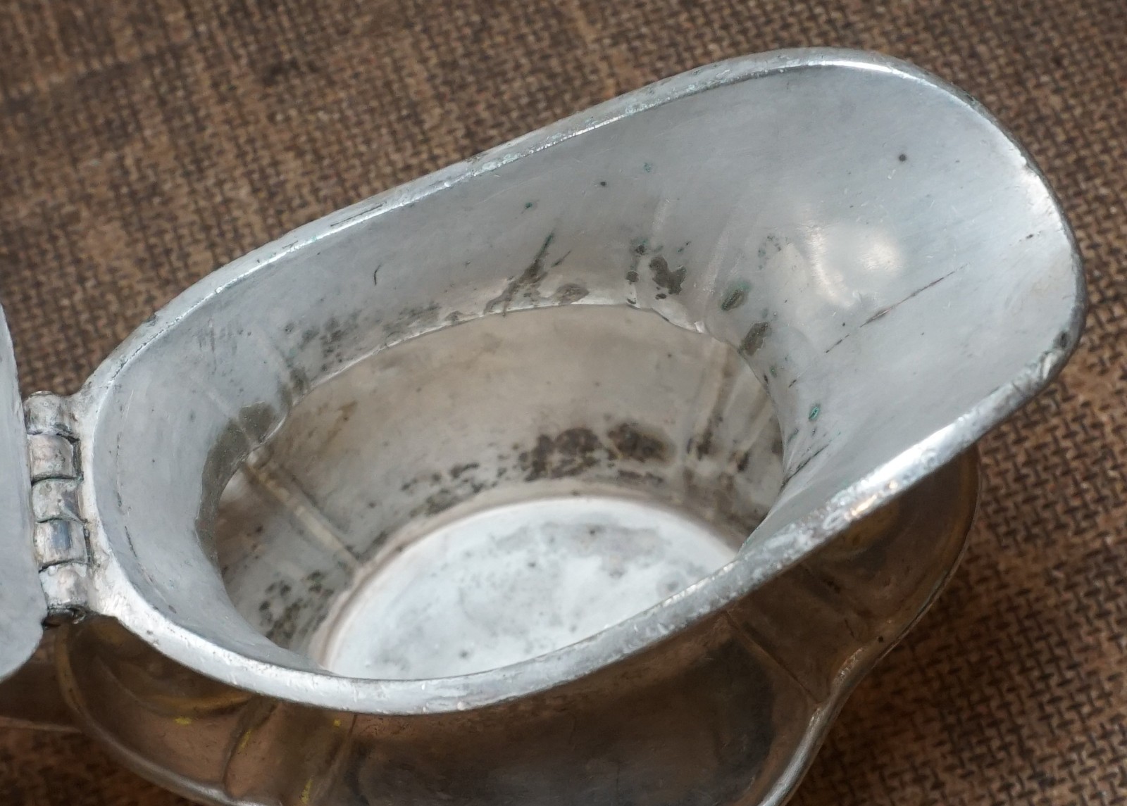 1937 BR (BURLINGTON ROUTE RR) SILVER SOLDERED CREAMER w/lid REED & BARTON 7oz