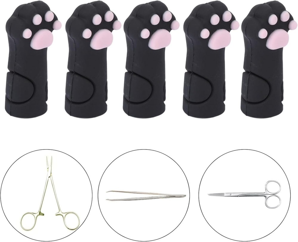 5pcs Cuticle Scissors Cover Protector, Cat Shape Silicone Cuticle Trimmer Protec