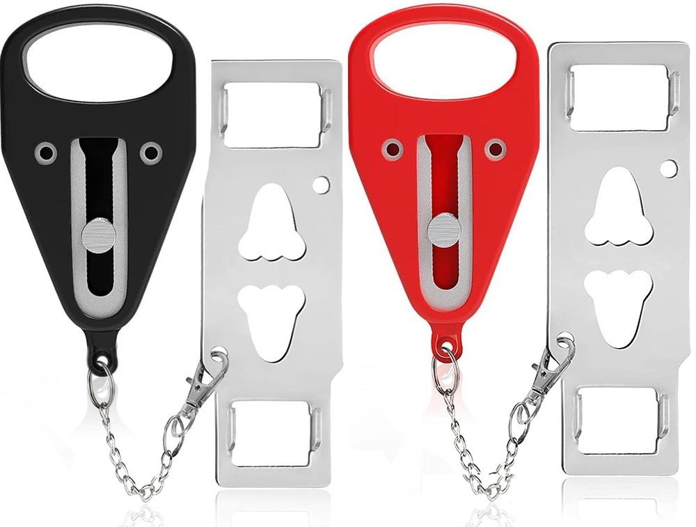 Portable Door Lock-2 Pack Solid Heavy Duty Extra Lock for Additional Privacy ...