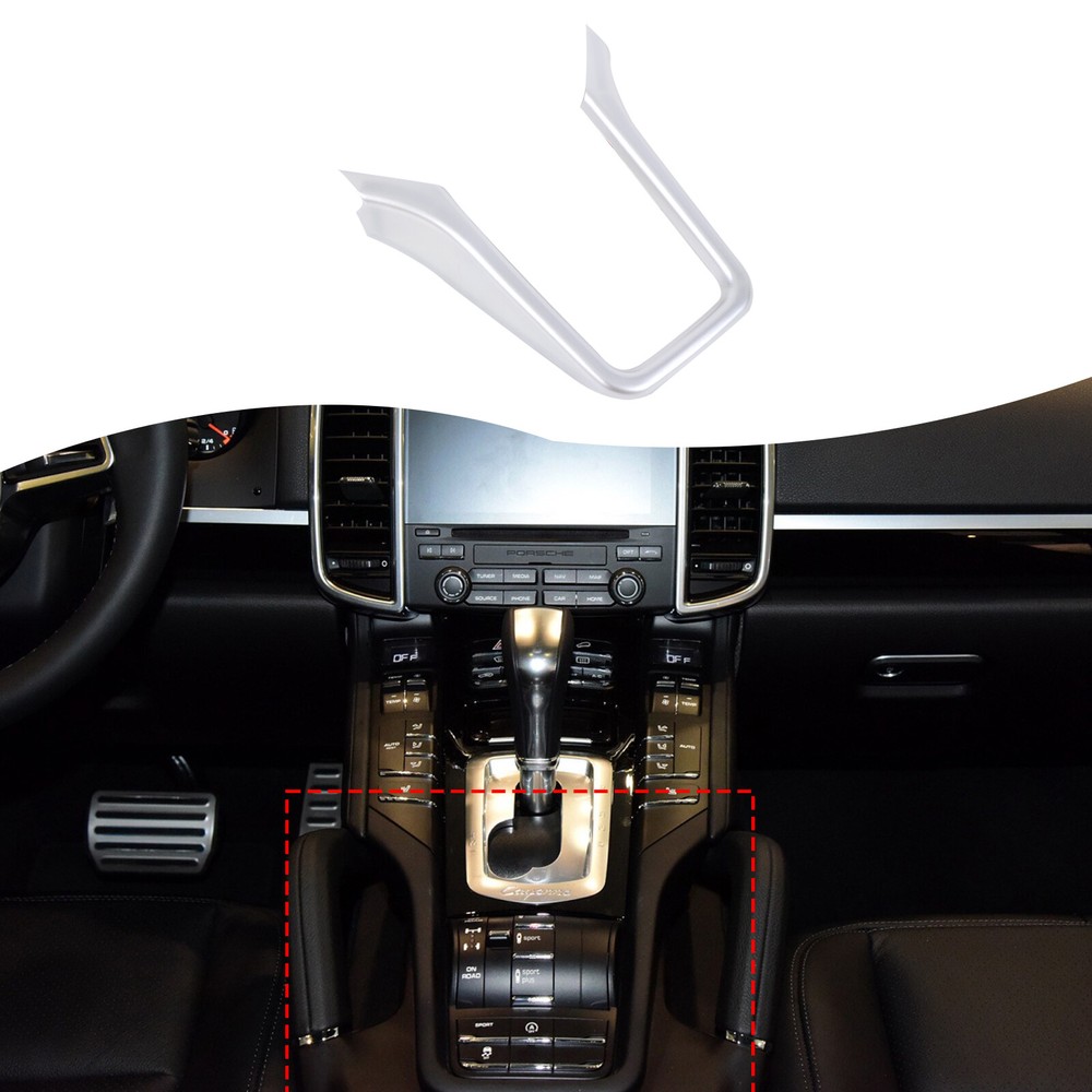 ABS Silver Center Console Gear Shift Frame Trim For Porsche Cayenne 2011-2017