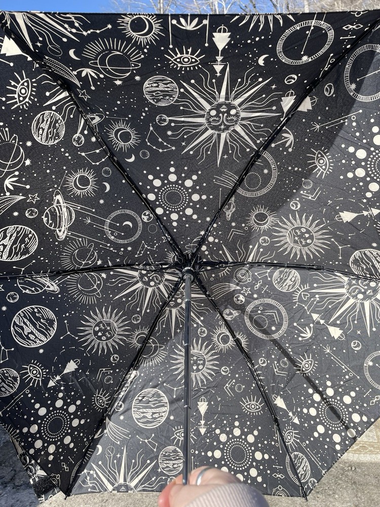 Shed Rain Umbrella Black Sun And Moon Pattern
