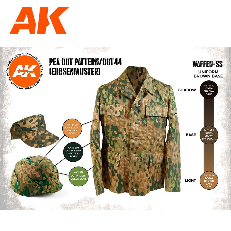AK Interactive: Pea Dot Pattern/DOT44 Camouflage - Paint Set - AK11623
