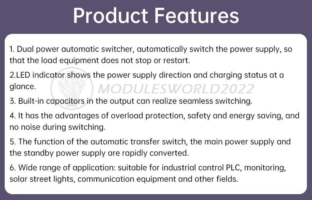 Dual Power Automatic Switcher UPS Emergency Power Failure Auto Transfer Switch