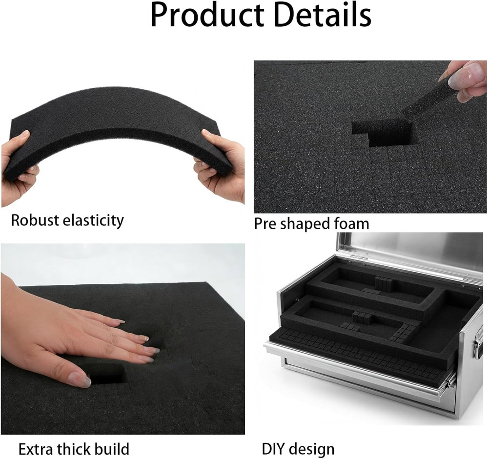 10 Pcs Pick and Pluck Foam Sheets Polyethylene Pre Cubed for Storage, Toolboxes,