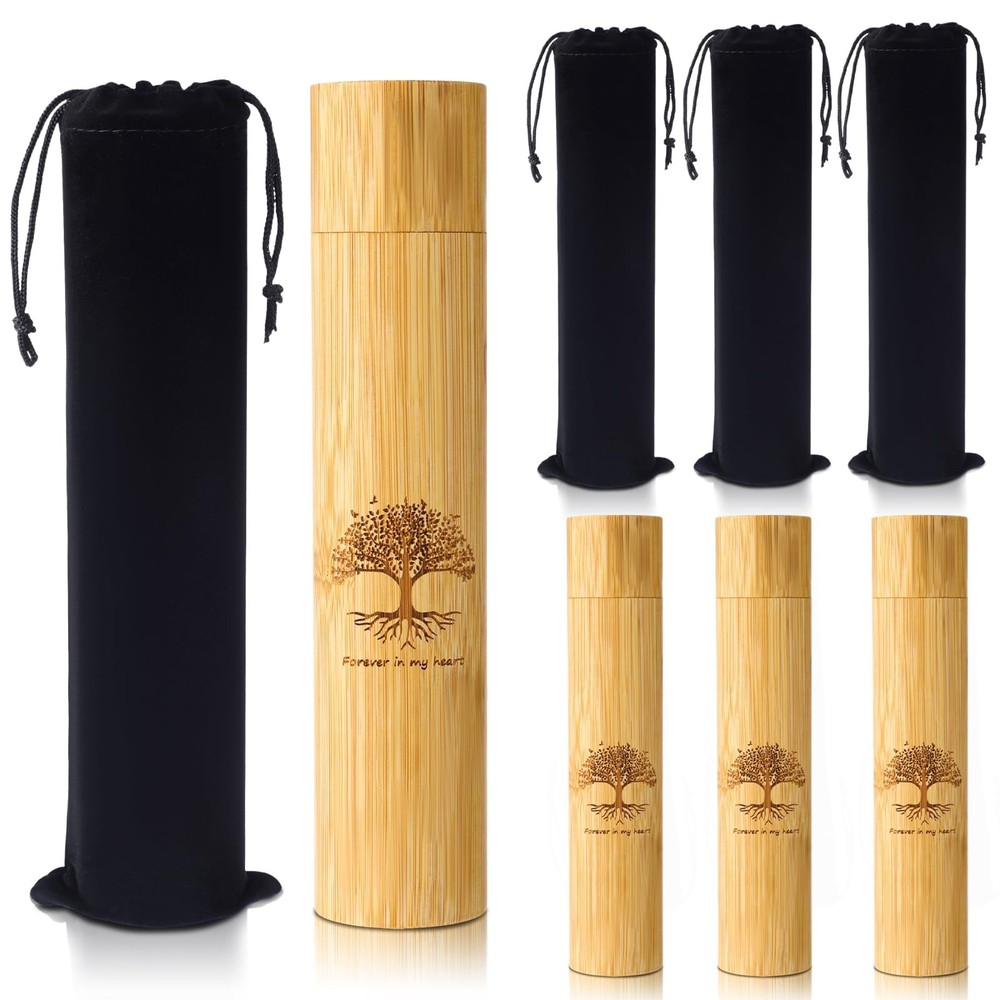 Thyle 1 Set Bamboo Scattering Urns for Ashes 9'' x 2'' Light Brown