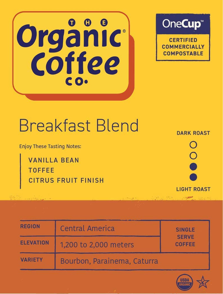 Compostable Coffee Pods - Breakfast Blend (36 Ct) K Cup Compatible, Medium Roast