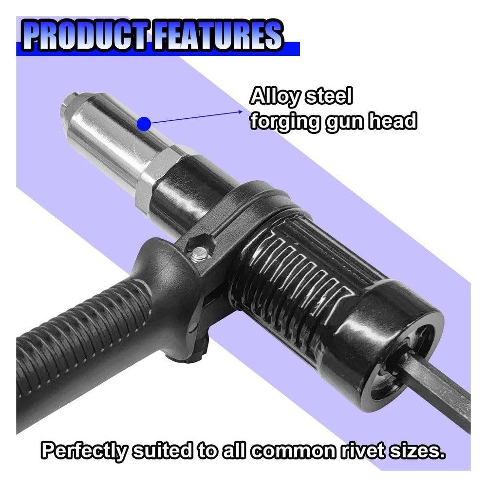 Tuxihapp Pop Rivet Gun Adapter Kit, Drill Tool with 1SET, Black&Silver