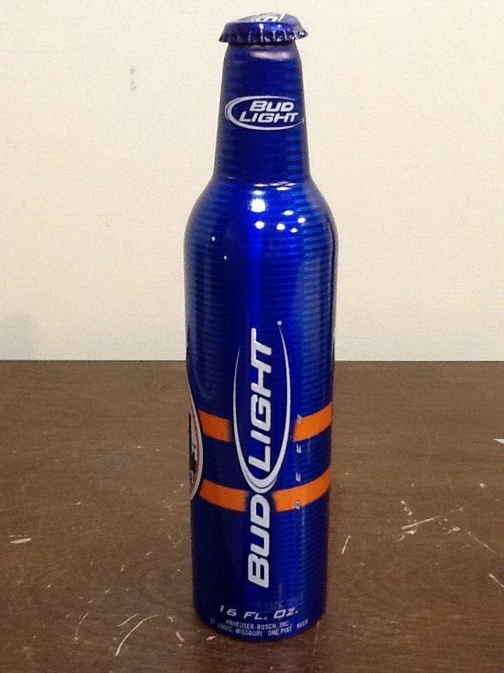 NEW YORK METS MLB BUD LIGHT EMPTY ALUMINUM BEER BOTTLE