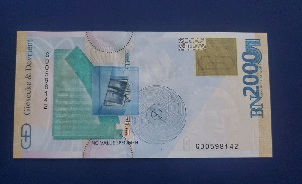 Test Note Marie Queen of Bavaria Giesecke & Devrient BN 2000 SPECIMEN UNC