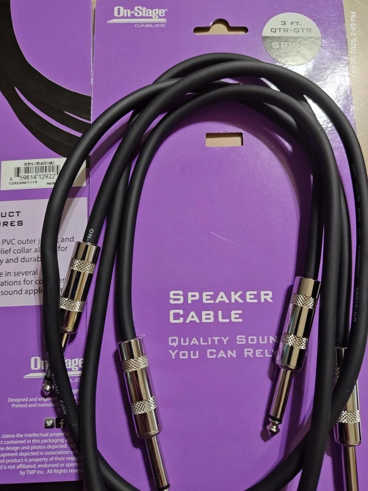 On-Stage Stands SP14-3 3' Speaker Cable 3 ft. 2 PACK