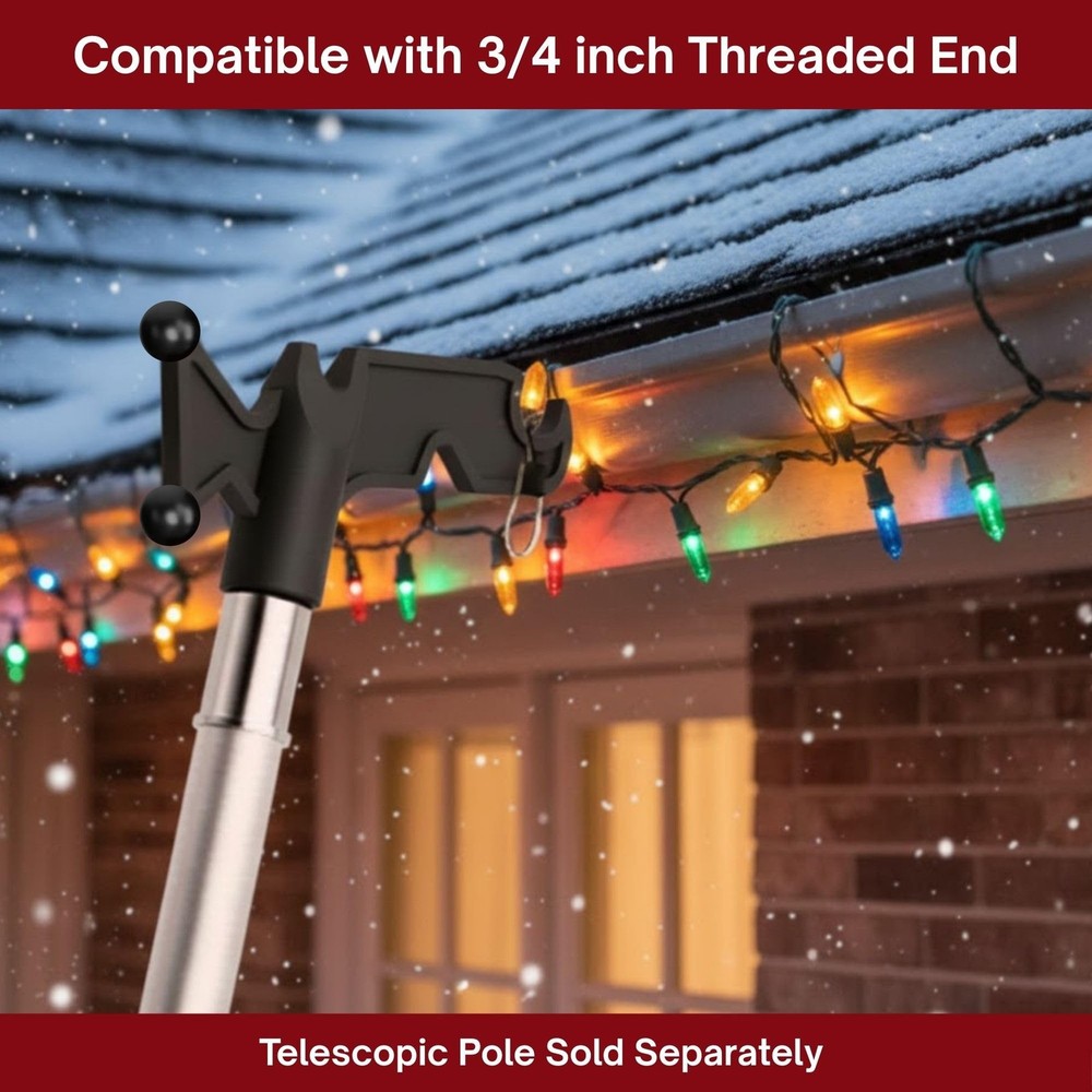 Christmas Light Hanger Hook Tool, Utility Hook Screw On Pole Attachment (Pole...