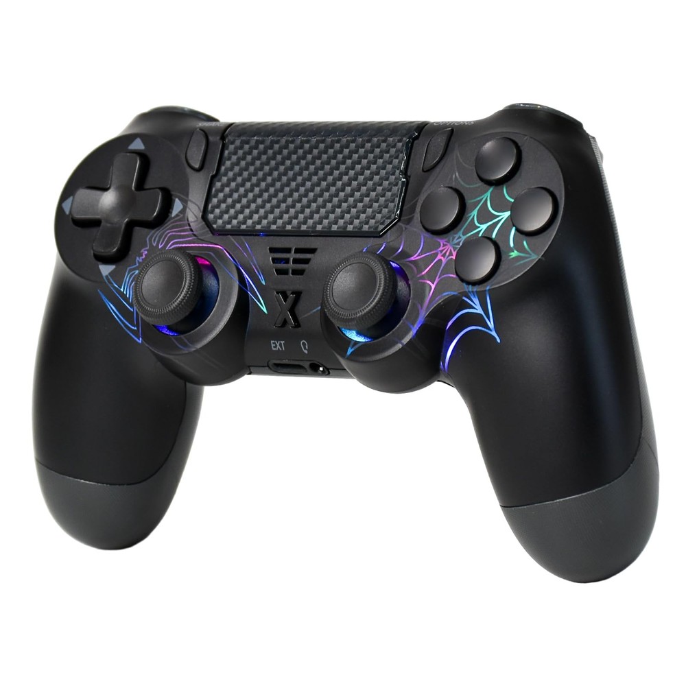 Wireless Controller for PS4/PC, Black Spider Design, Hall Effect Joystick, RG...