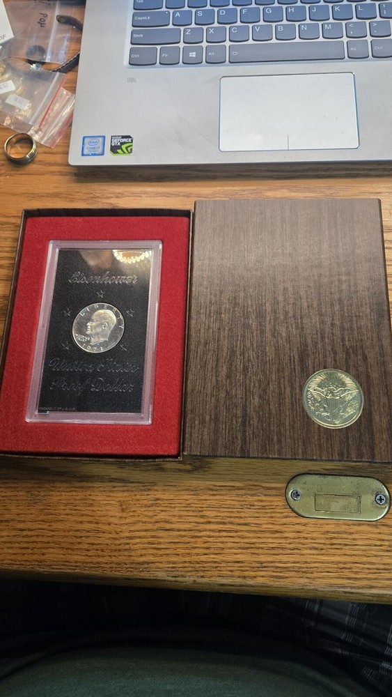 1973 Eisenhower Silver Dollar Coin in Display Case