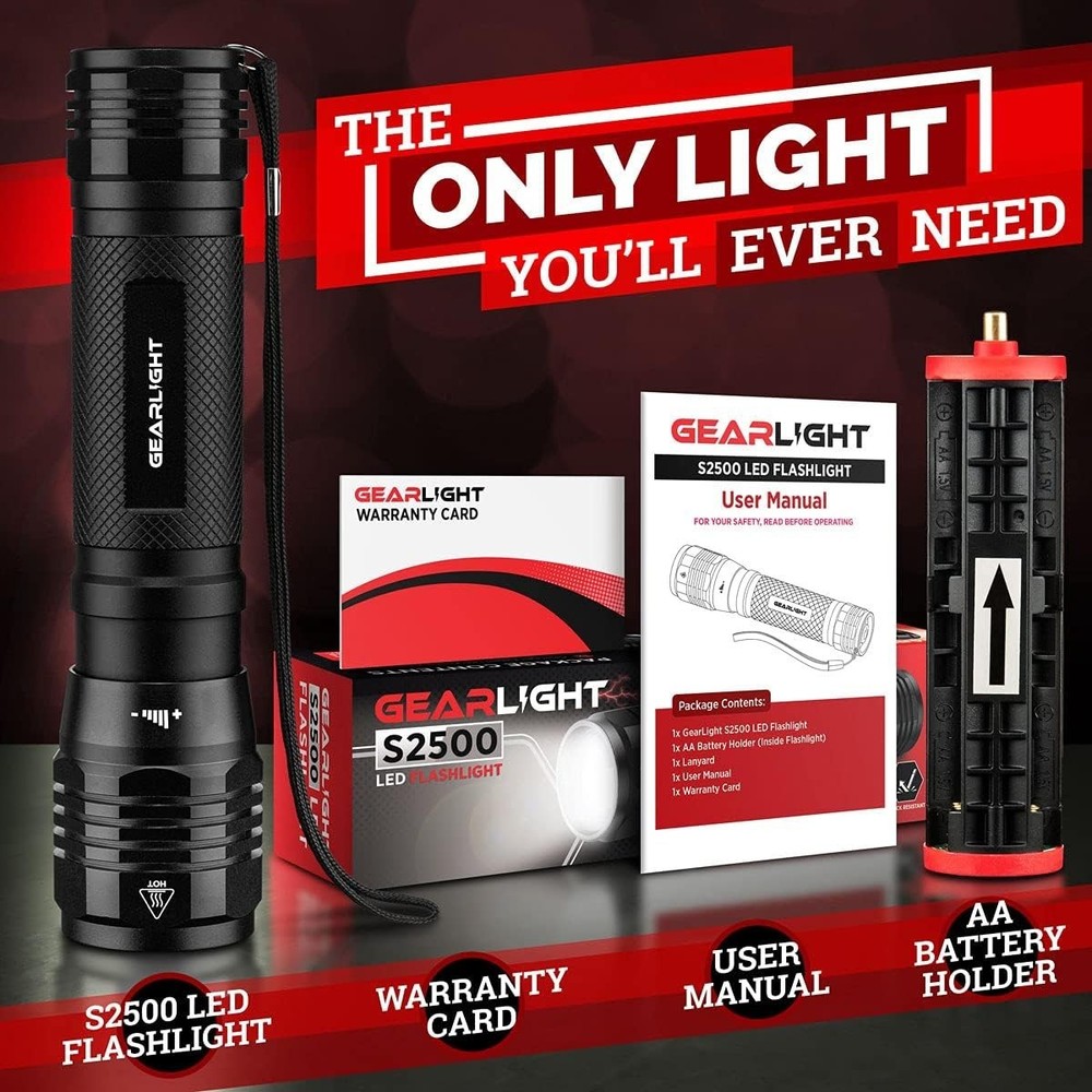 GearLight S2500 LED Flashlight - Extremely Bright, Powerful Tactical Flashlights
