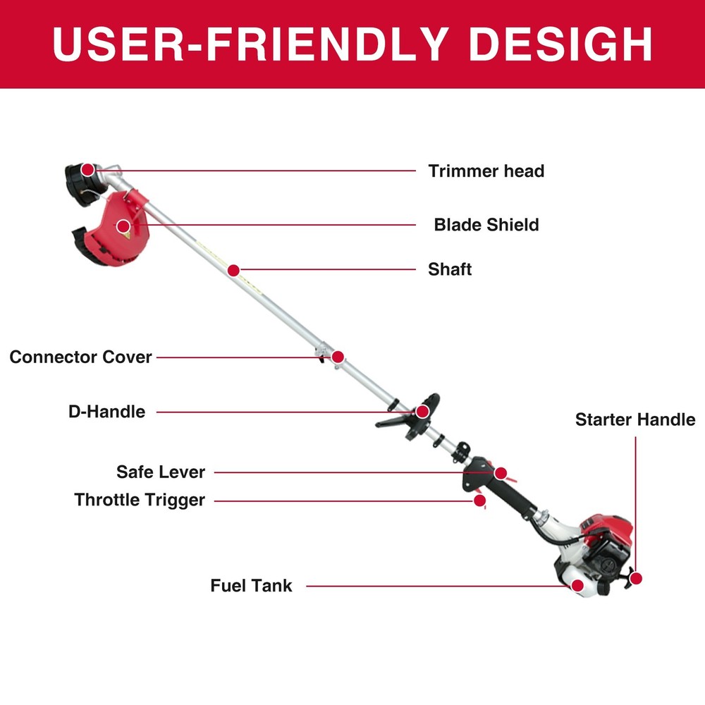 25.4cc 2-Cycle Gas Powered 2-in-1 Brush Cutter & String Trimmer