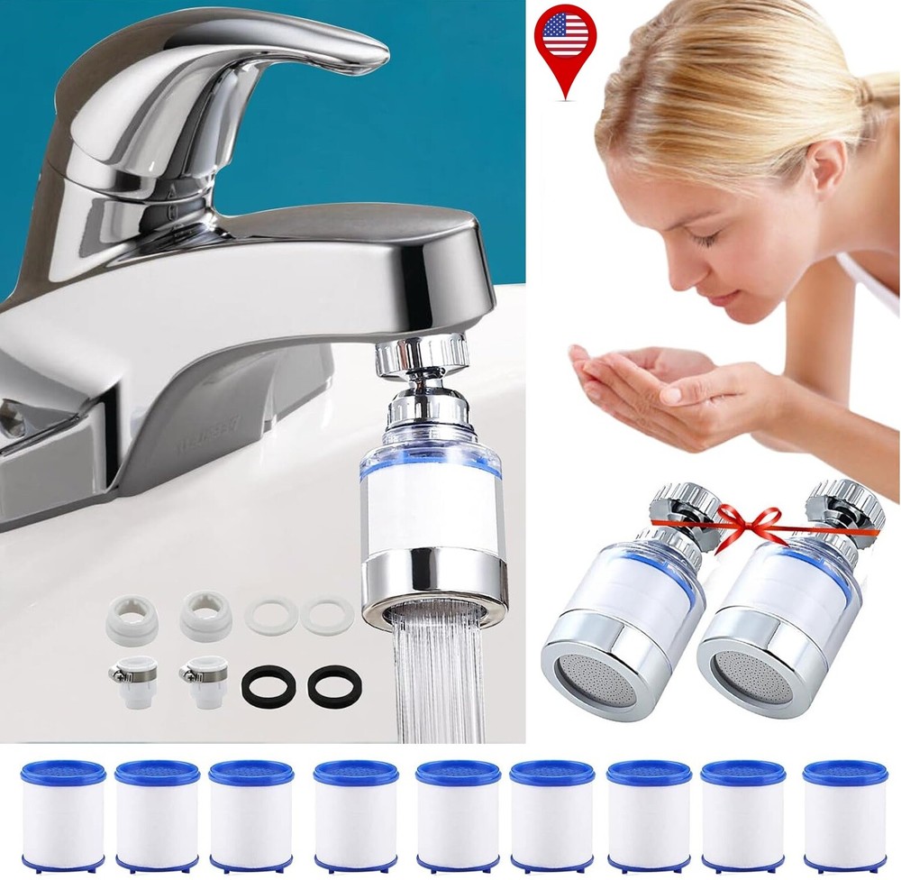 2×Faucet Water Filter System Kitchen Sink Mount Filtration Tap Purifier Clean US