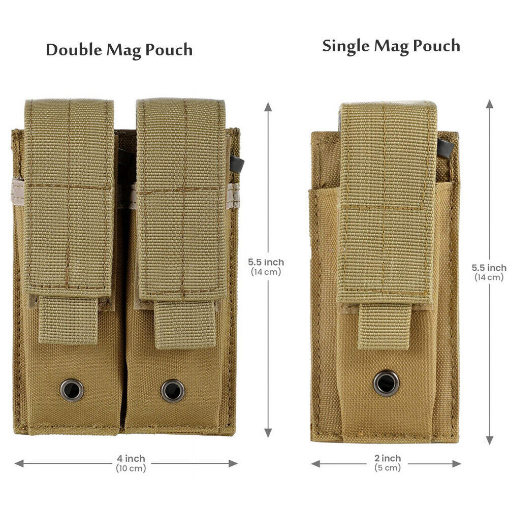 Tactical Molle 9mm Magazine Pouch Single/Double Stack Pistol Mag Bag Holder Case