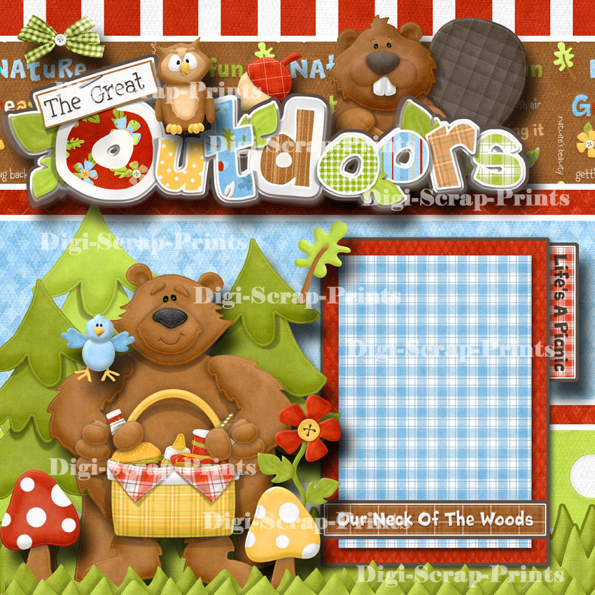 THE GREAT OUTDOORS premade scrapbook pages paper piecing layout DIGISCRAP A0129