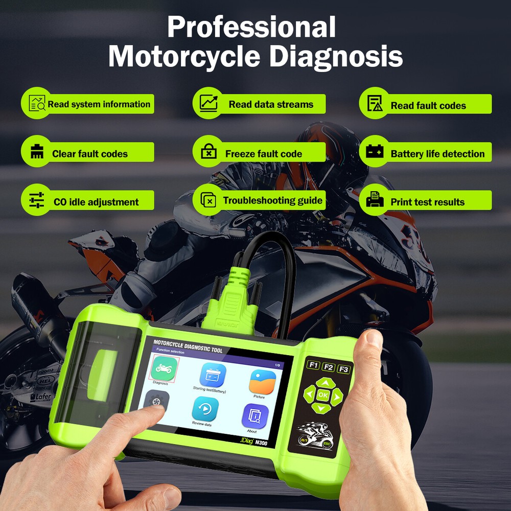 Original M300 Scanner OBD2 Motorcycle All System Diagnostic Fault Code Reader US