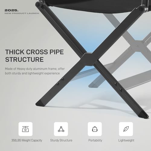 Aluminum Lightweight Directors Chair Foldable, Folding Black With Grey Frame